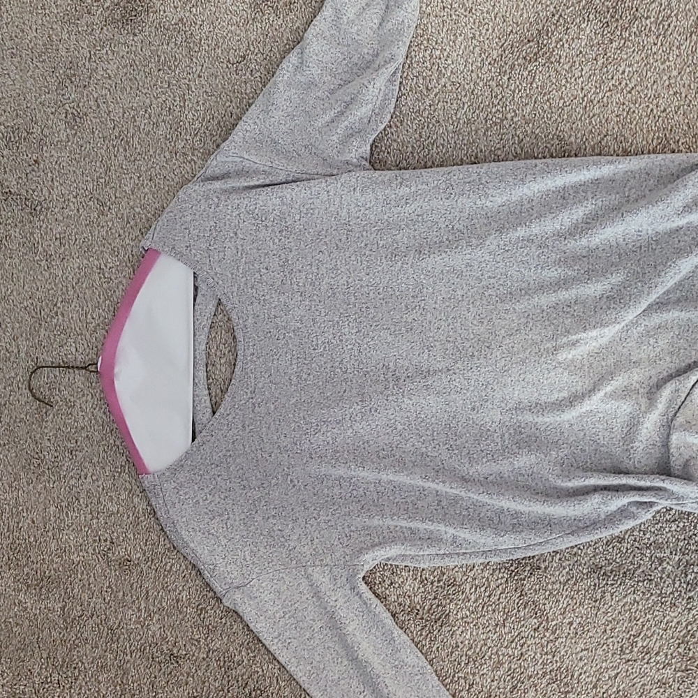 Grey sweater with cute cut out back